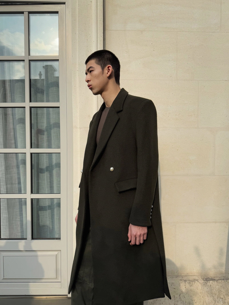 Ami Green Pearl Button Coat