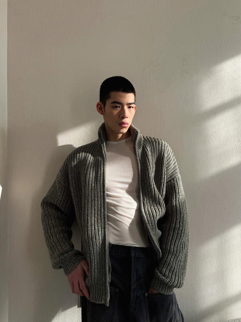 Gray-Green Zipper Sweater