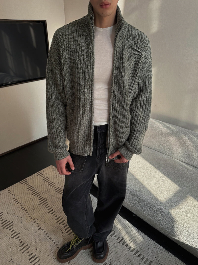 Gray-Green Zipper Sweater