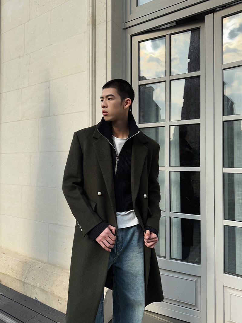 Ami Green Pearl Button Coat