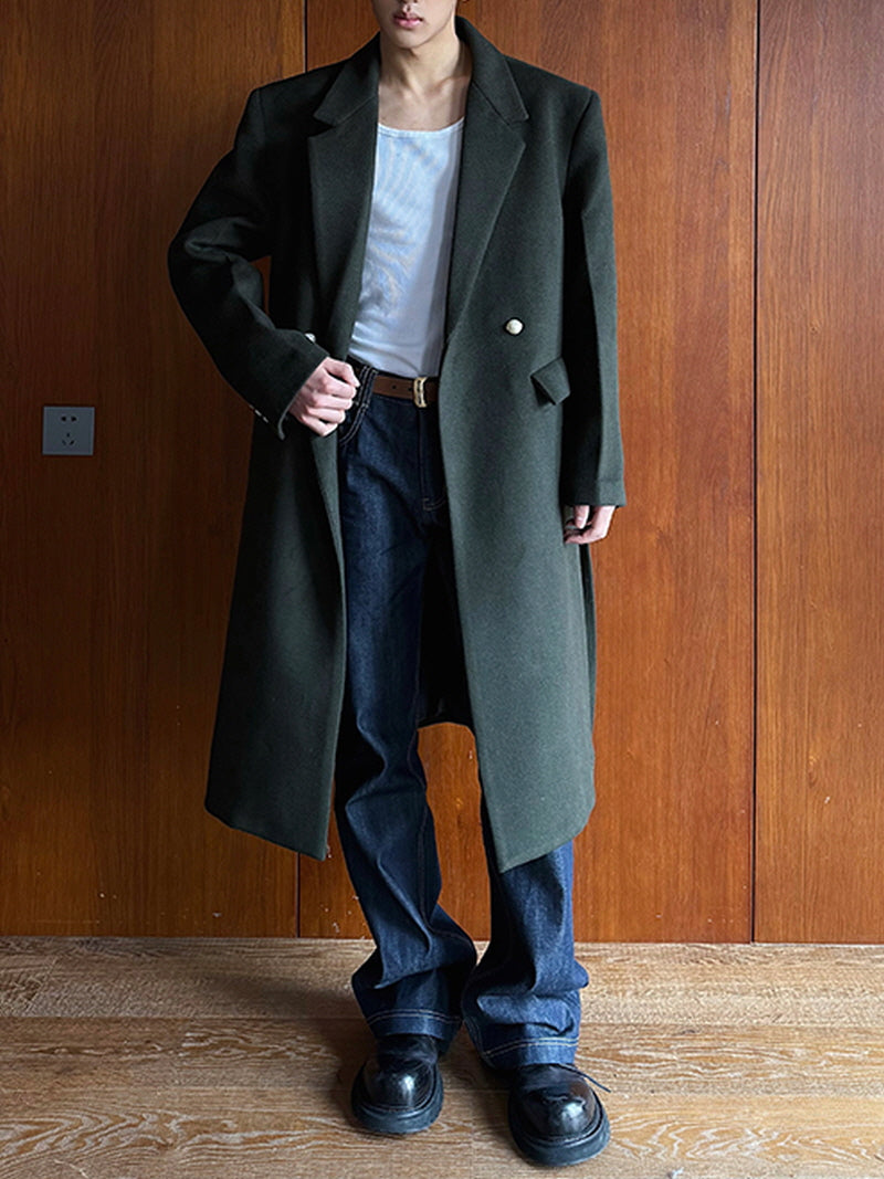 Ami Green Pearl Button Coat