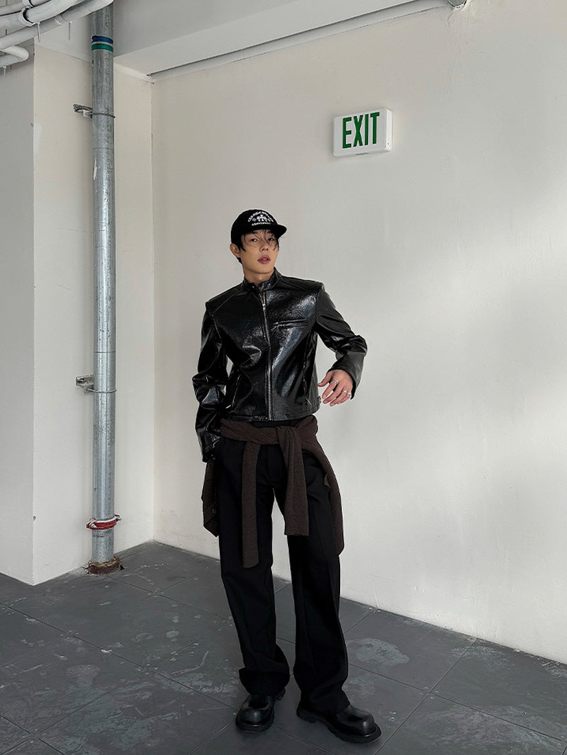 Sexy Slim Glossy Leather Jacket