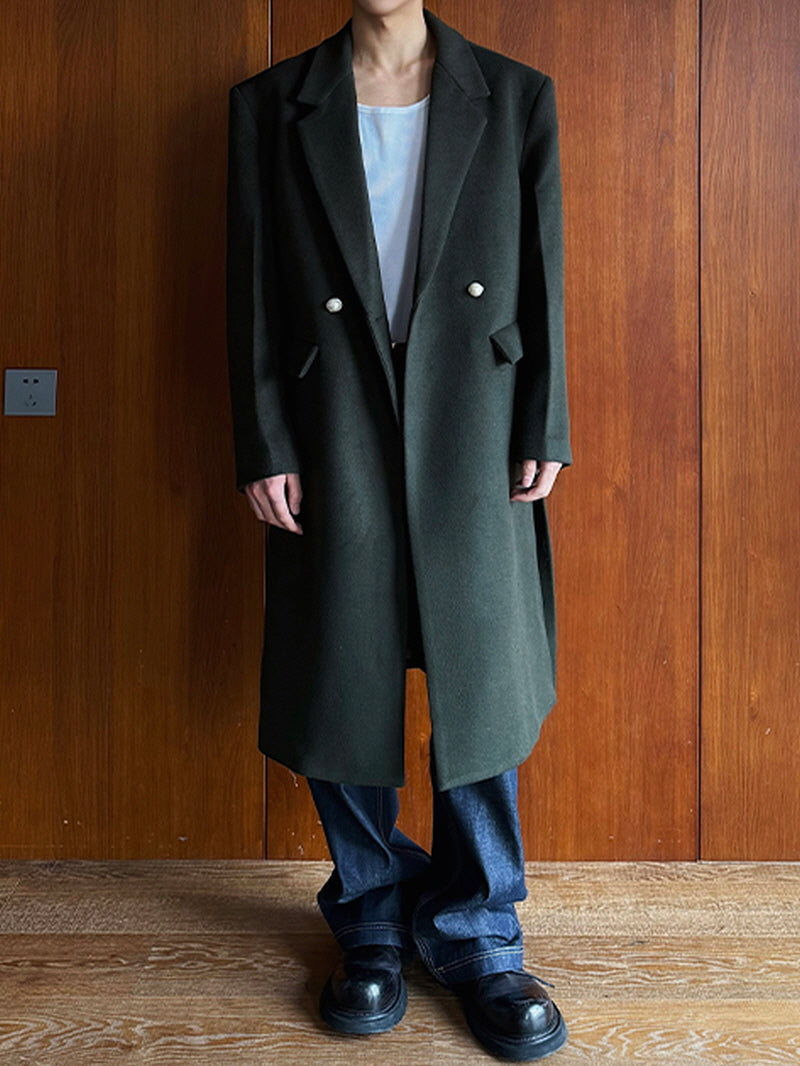 Ami Green Pearl Button Coat
