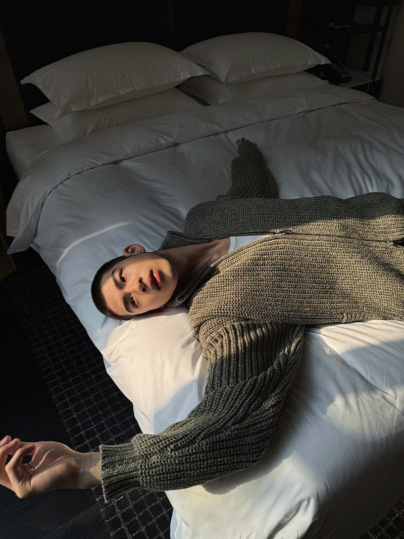Gray-Green Zipper Sweater