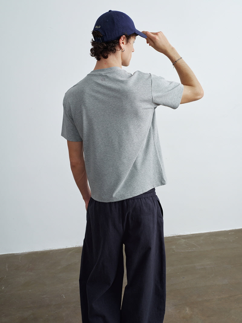 Essential Embroidered Shoulder T-Shirt