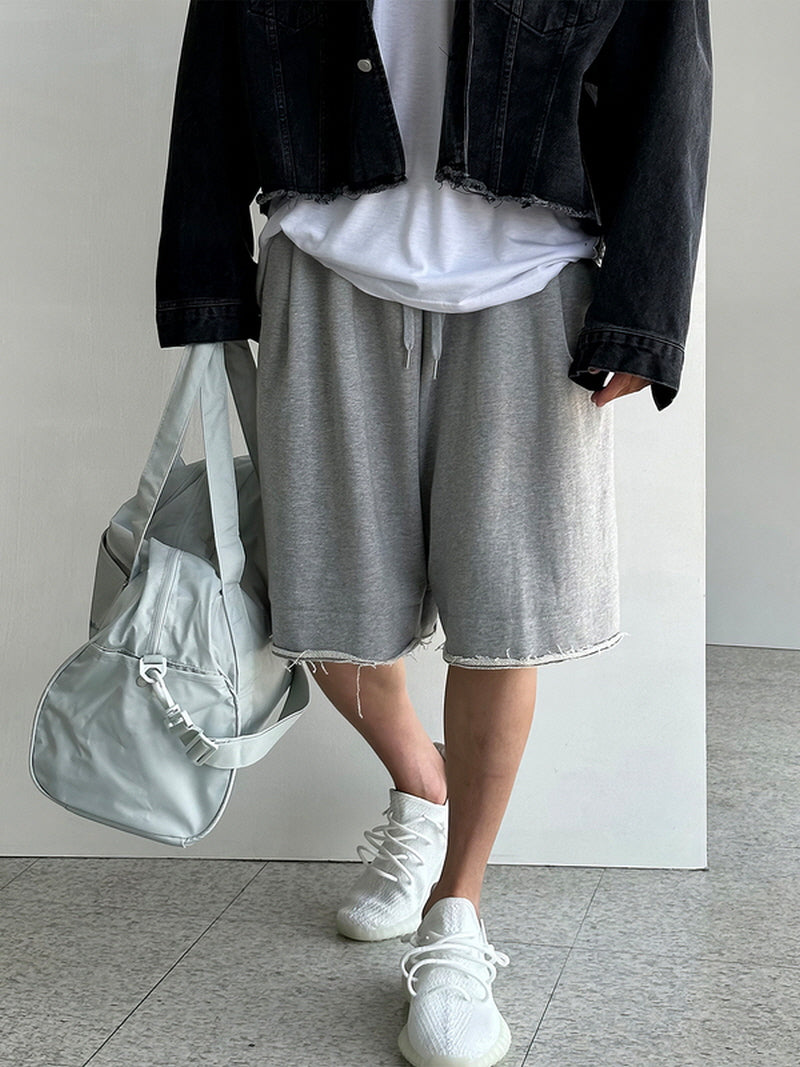 Loose Straight Wide-Leg 5-Point Pants