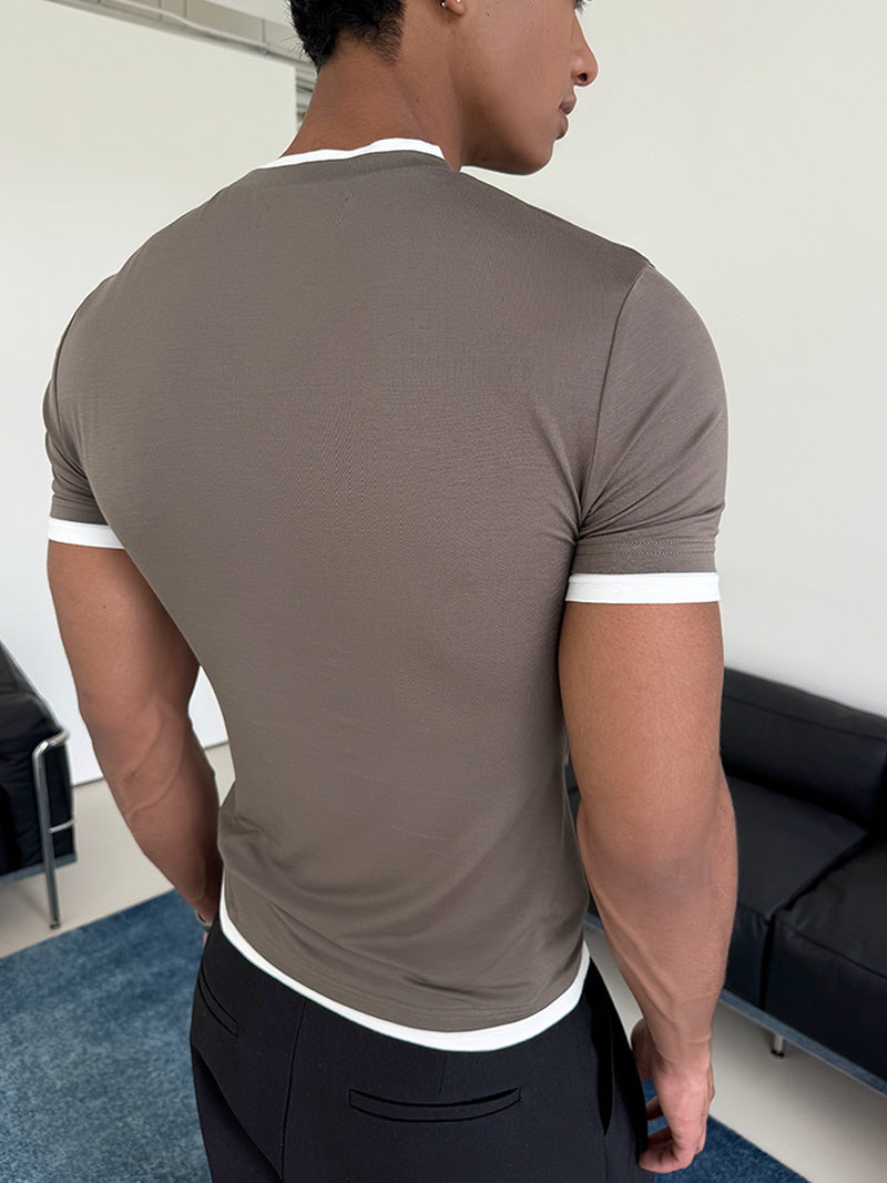 Faux Two-Piece Short-Sleeve Top