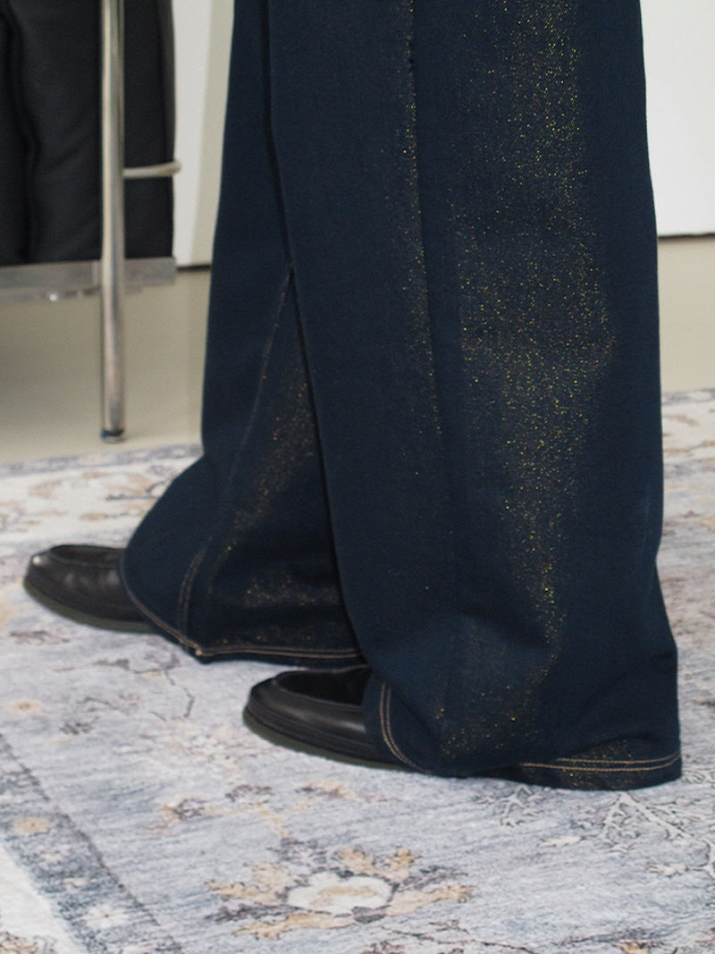 Black Gold Thread Straight-Leg Jeans