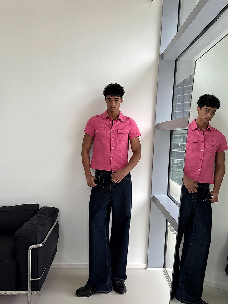 Black Gold Thread Straight-Leg Jeans