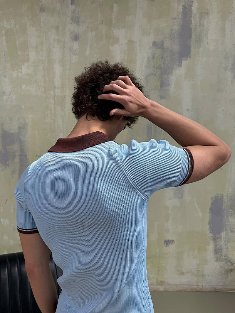 Retro College Crop Knit Polo