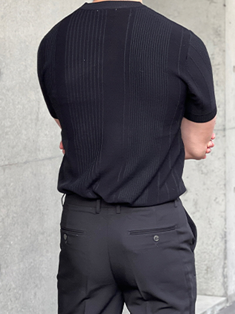 High-End Asymmetric Stripe  Polo