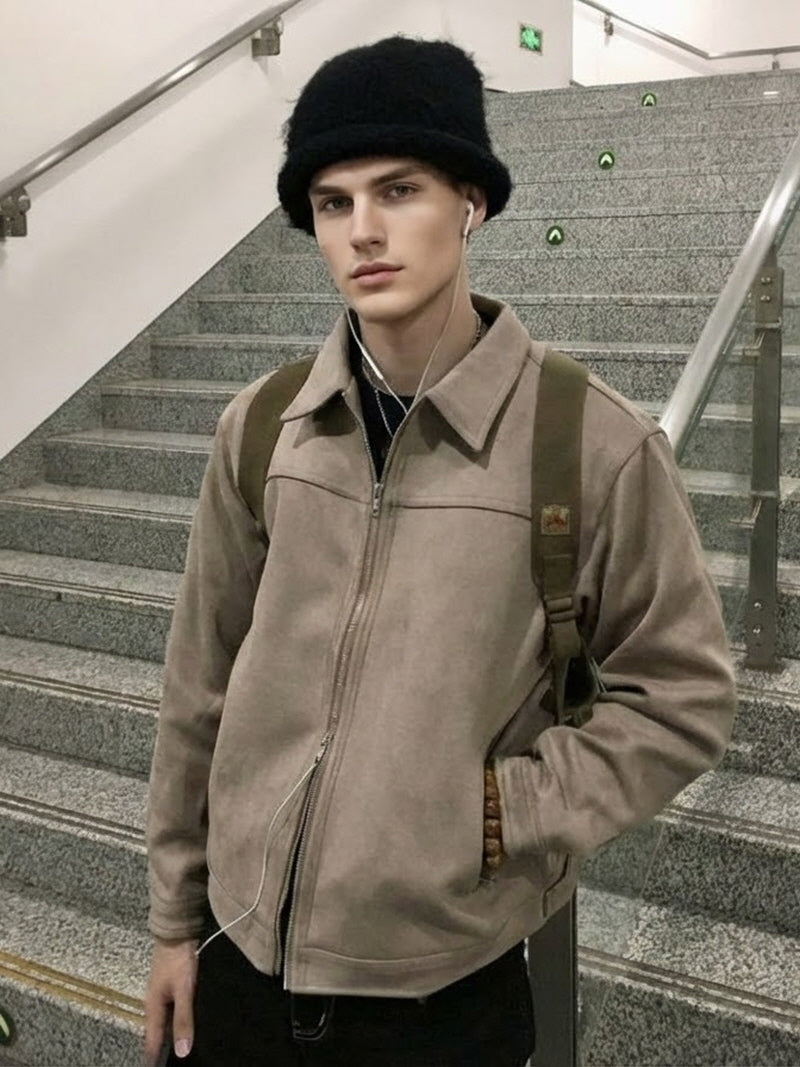 Suede Fleece Lapel Jacket