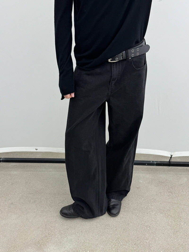 Low Rise Wide Black Jeans