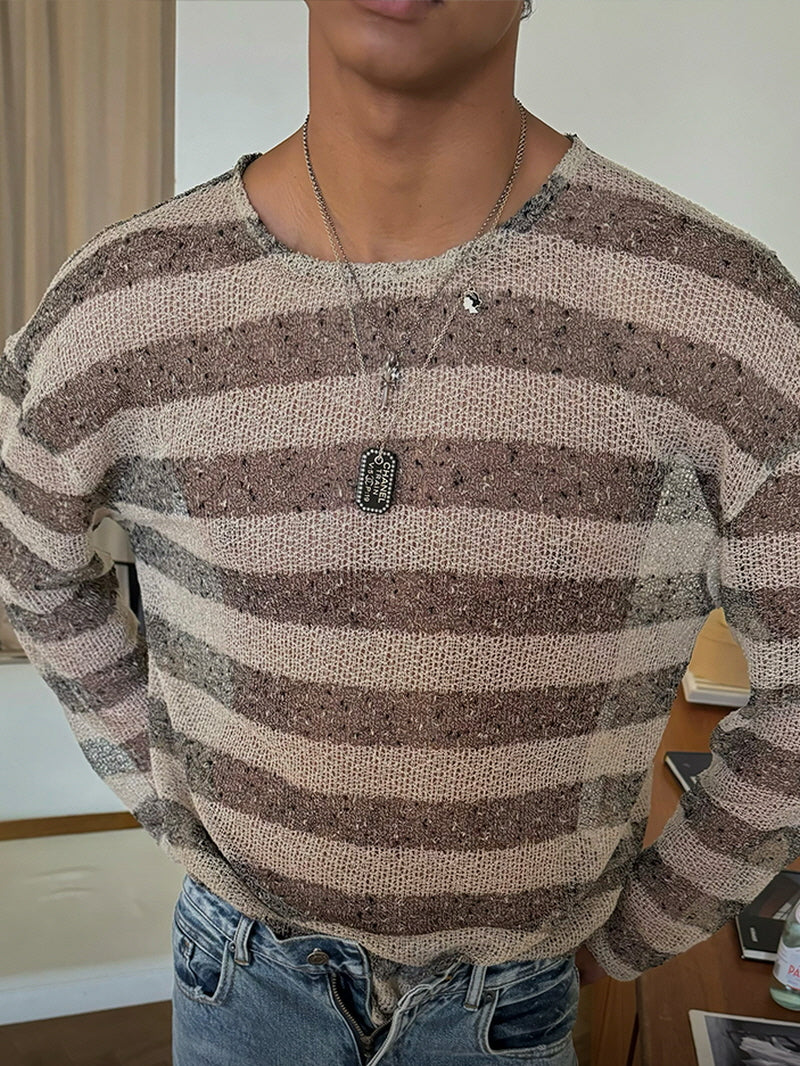 Brown Stripe Sun Smock Top