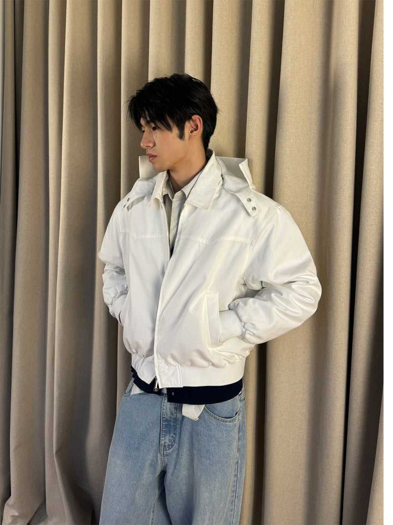 White Padded Harrington Jacket