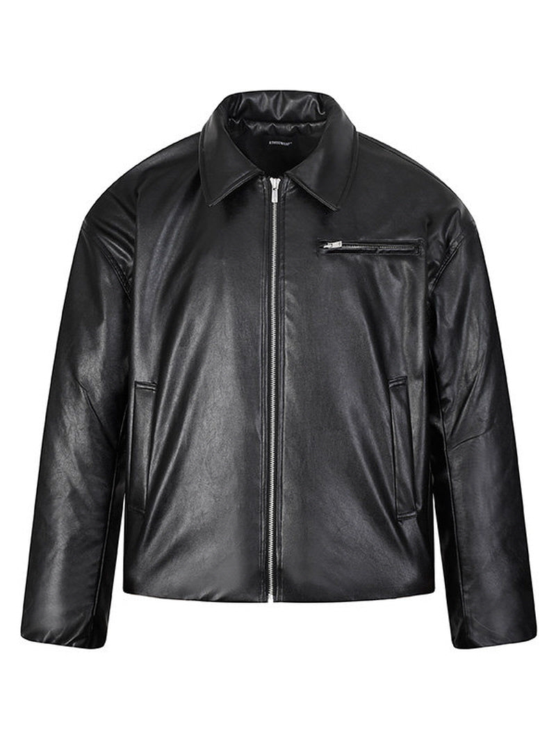 Wide Harrington Leather Jacket
