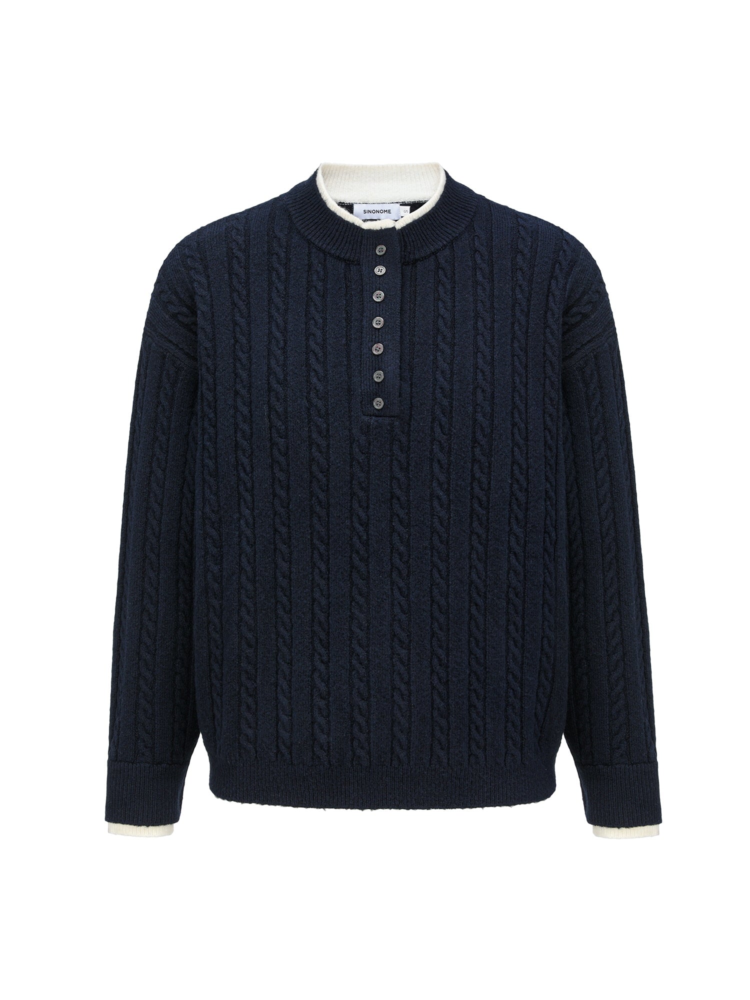 Jacquard Wool Blend Henry Knit