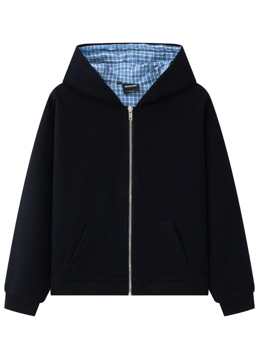 Heavy Plaid Hooded Cardigan