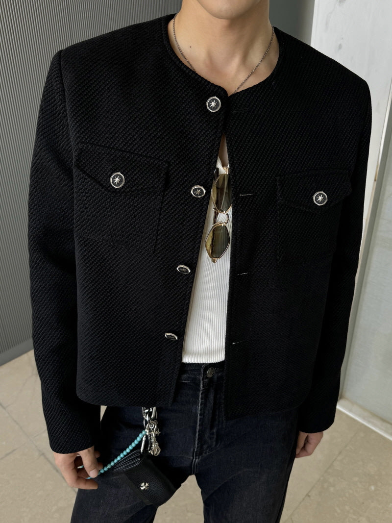 Star Button Crop Jacket