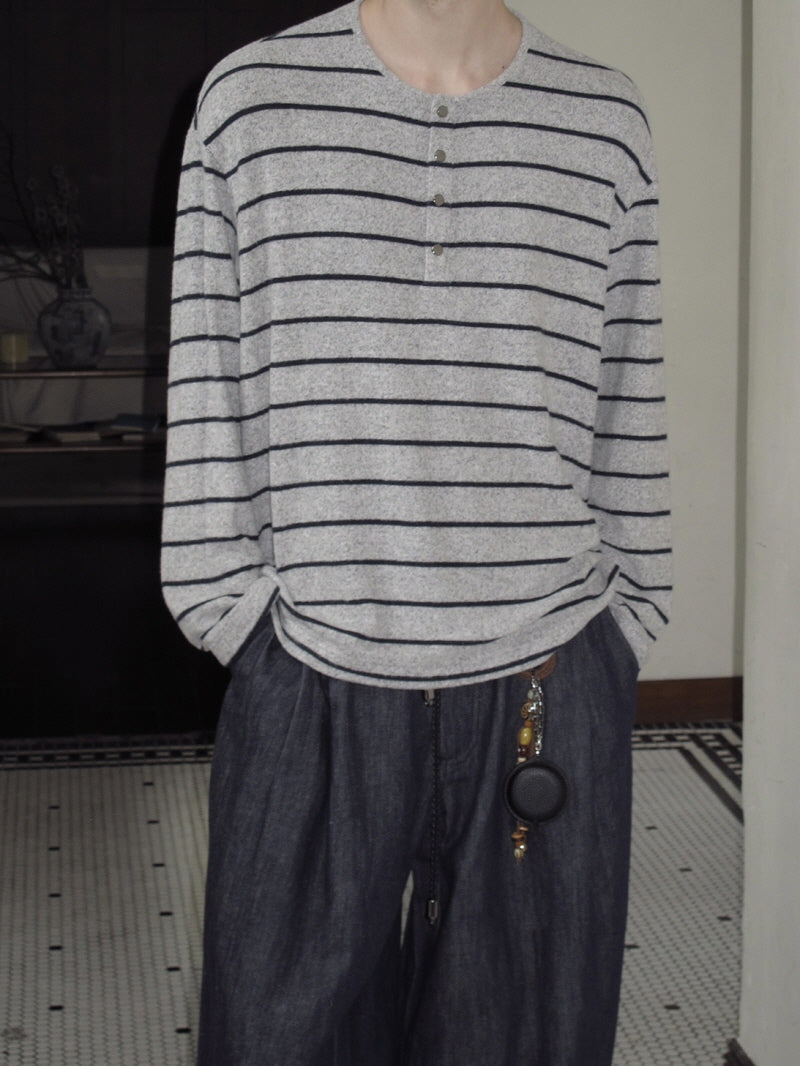 Boyfriend Stripe Button Tee