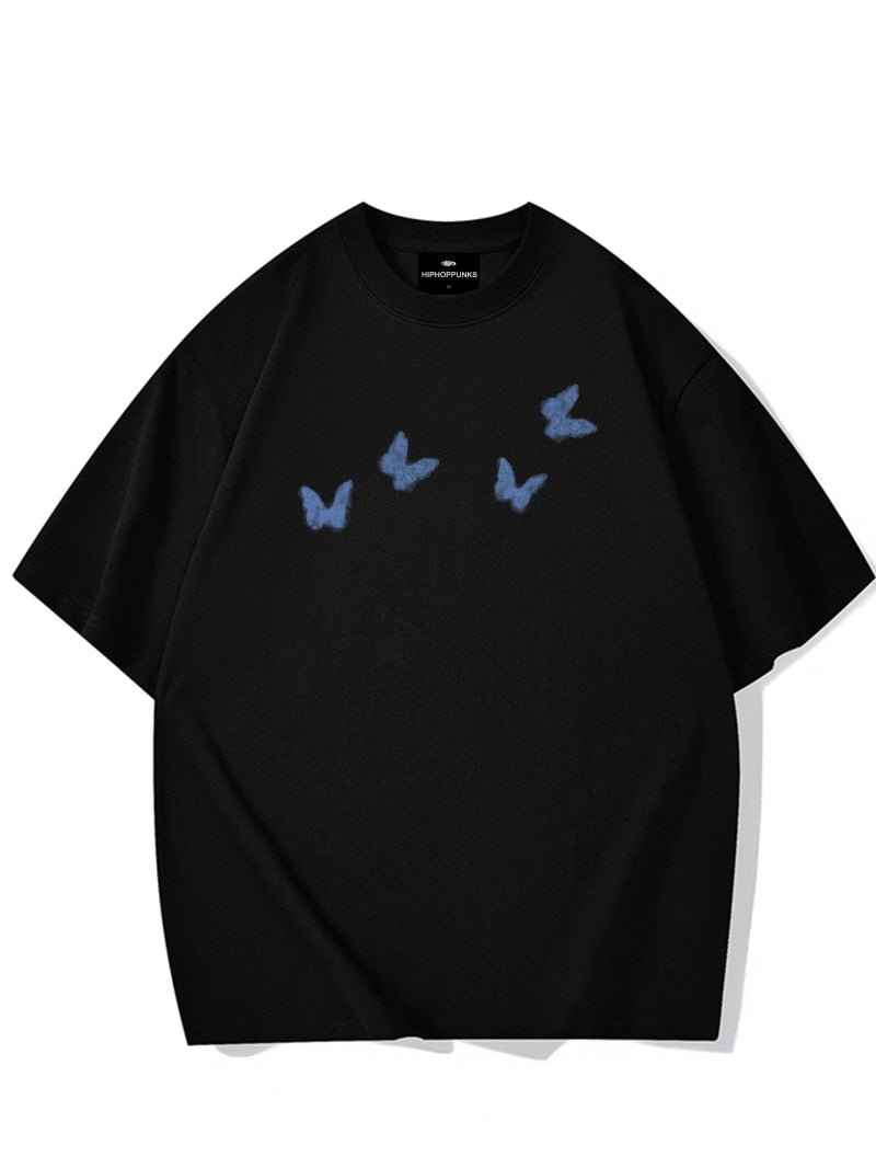 Retro Butterfly Cotton T-Shirt