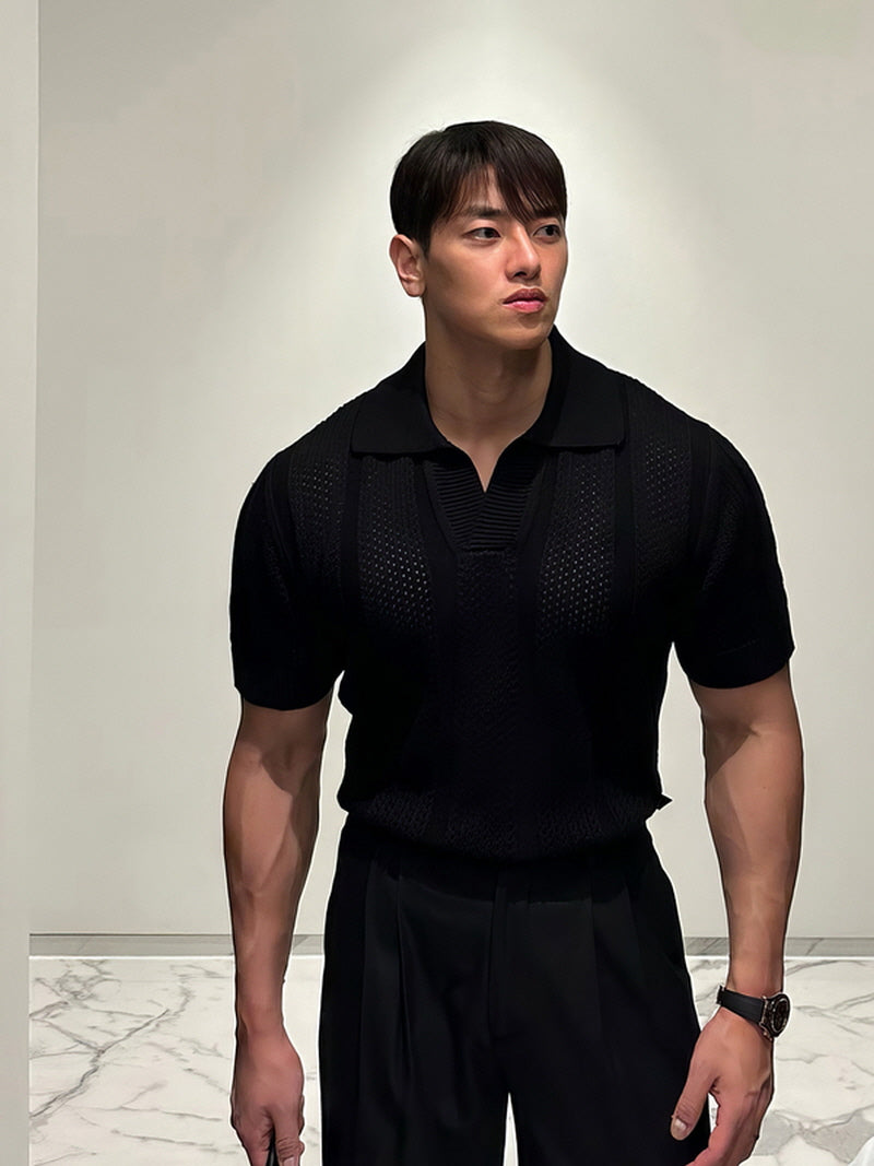 Summer Casual Mesh Knit Polo
