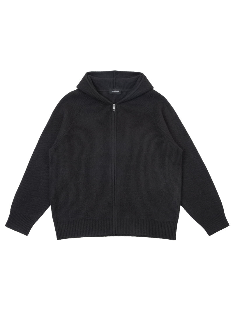 Chunky Hood Zip Knit Jacket