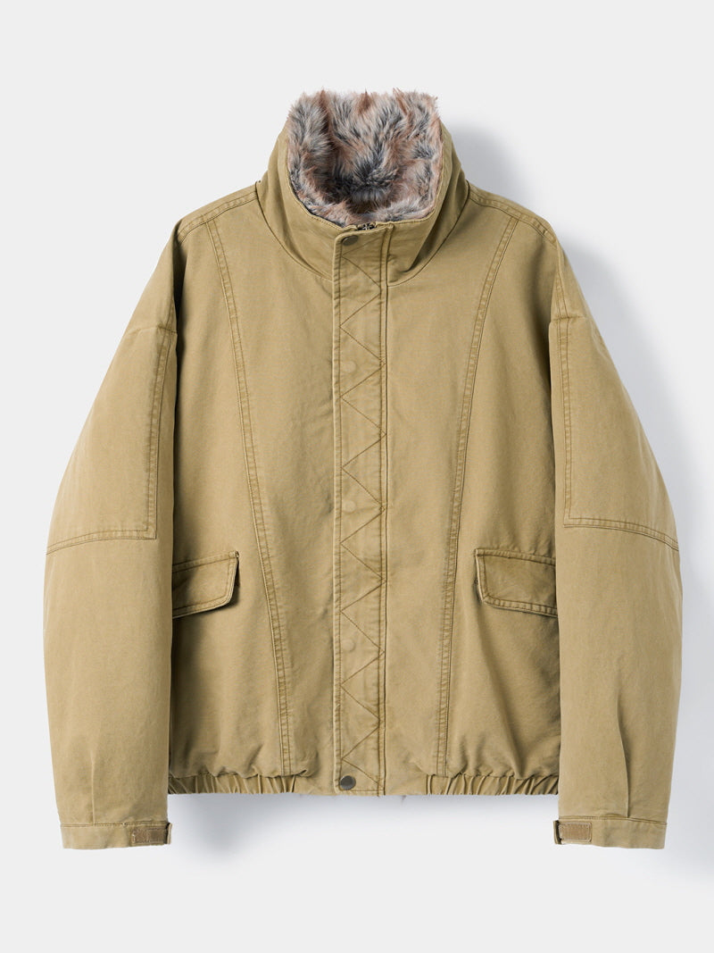 Fur Collar Cargo Down Jacket