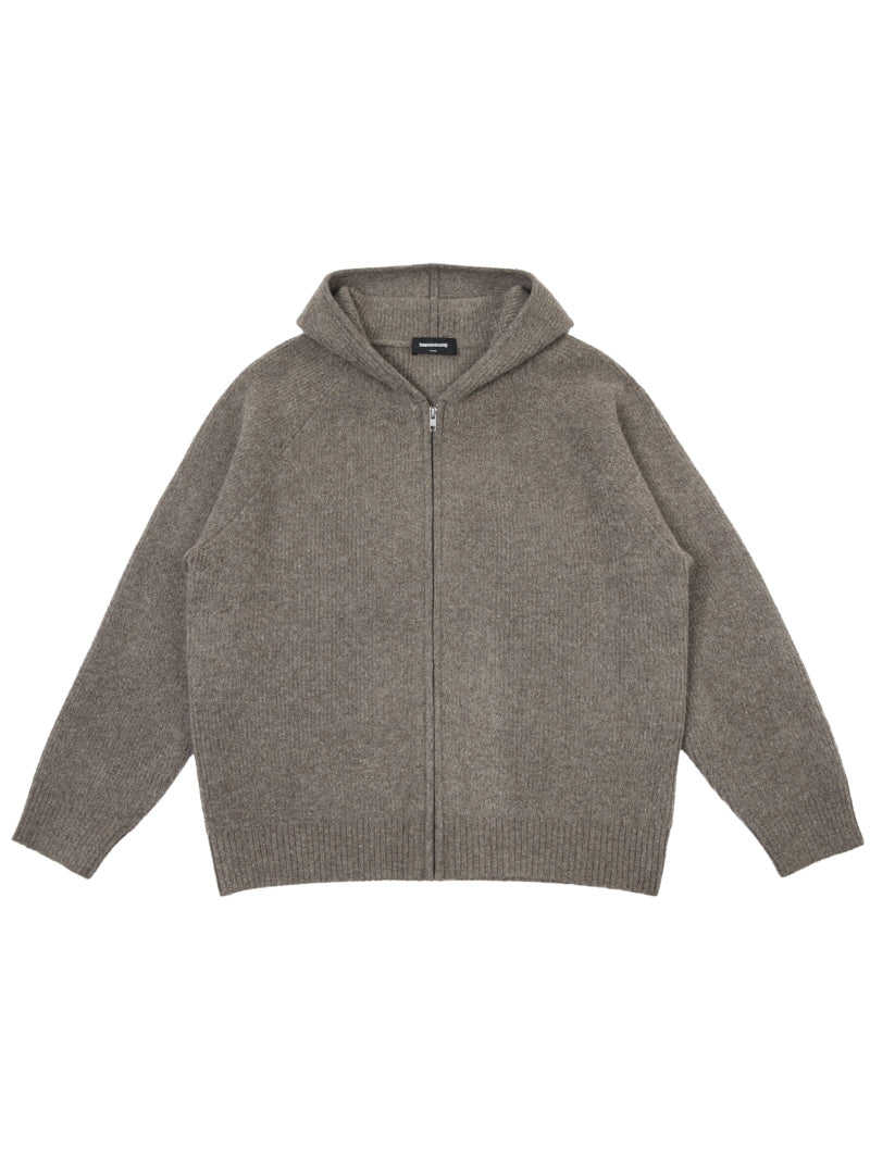 Chunky Hood Zip Knit Jacket