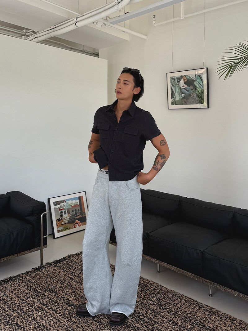 Gray Structured Skimmer Sweatpants