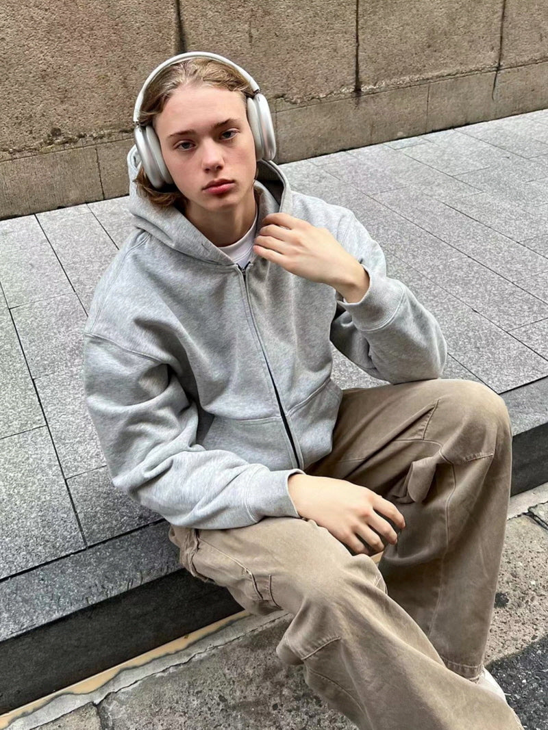 Retro Wide Fit Box Zip Hoodie