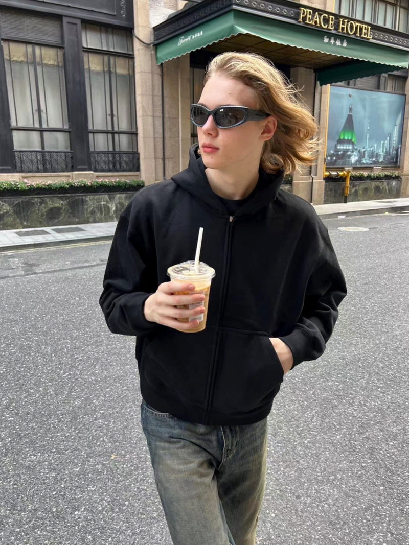 Retro Wide Fit Box Zip Hoodie